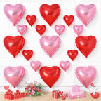 Vibzox Pink & Red Heart Balloons – 19pc 18in/10in Aluminum Foil Hearts