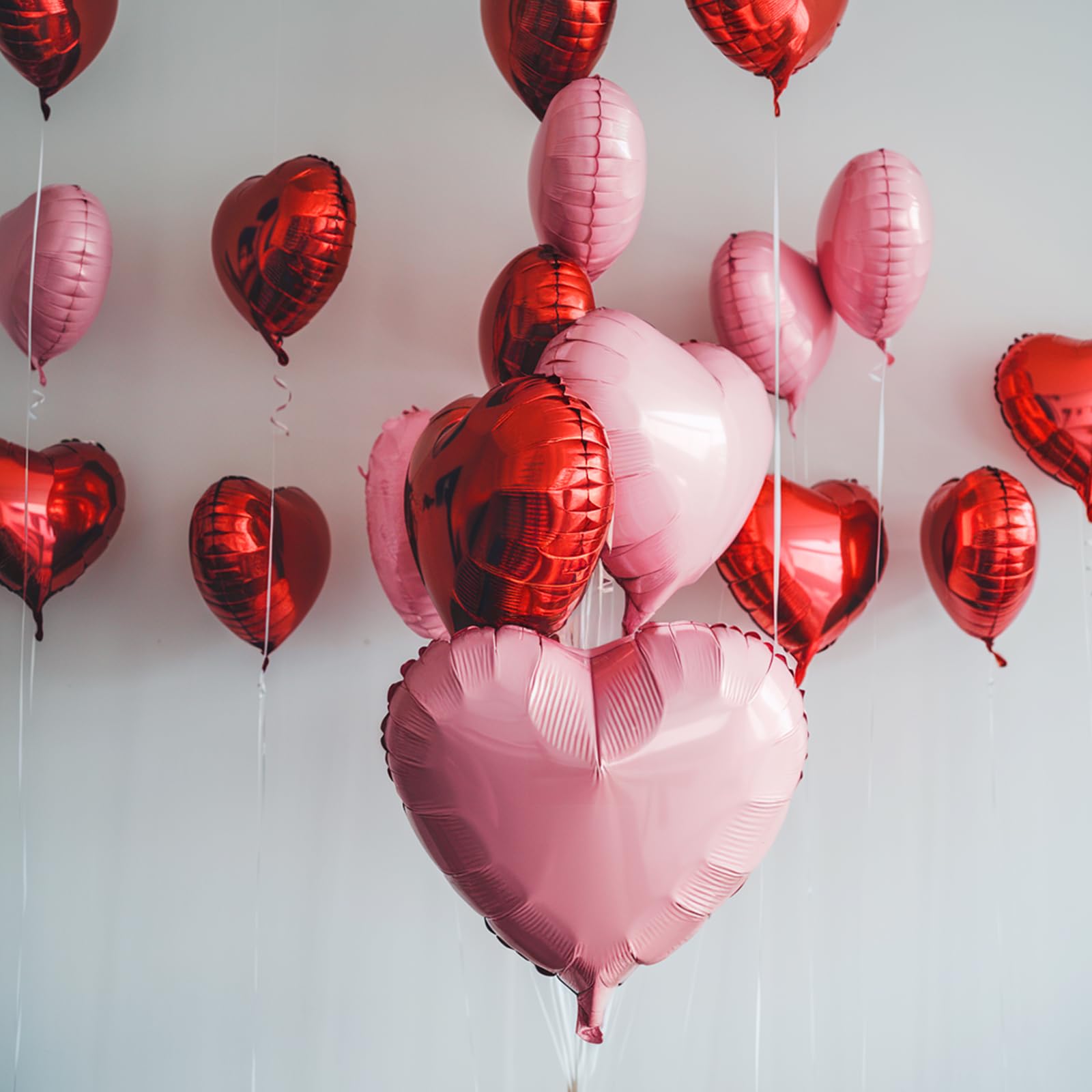 Vibzox Pink & Red Heart Balloons – 19pc 18in/10in Aluminum Foil Hearts