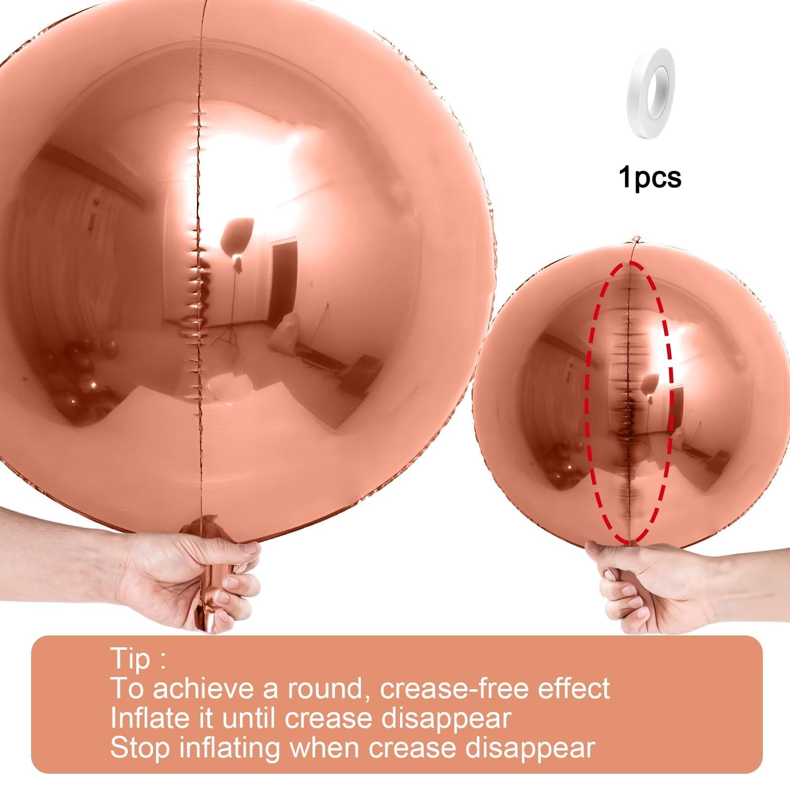 Vibzox 12Pcs Rose Gold Round Foil Balloons — 22in, 15in, 10in 4D Helium Set