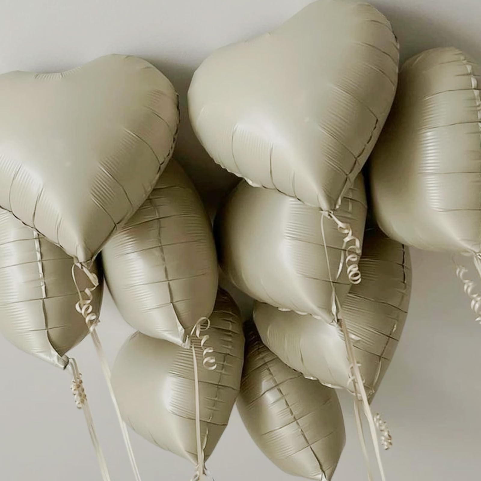 Vibzox Cream Heart Balloons 18-Inch Foil Hearts – 12-Pack for Weddings, Birthdays & Baby Showers