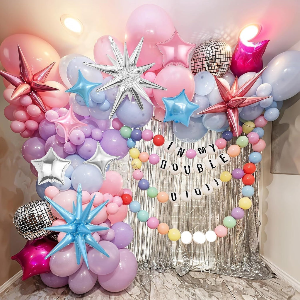 Vibzox 14pcs Pink Blue Silver Star Foil Balloons – 22in Explosion Stars + 10in Star Balloons for Birthday & Party Decor