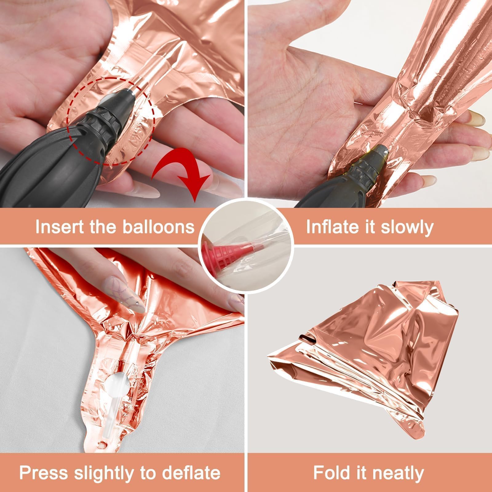 Vibzox 12Pcs Rose Gold Round Foil Balloons — 22in, 15in, 10in 4D Helium Set