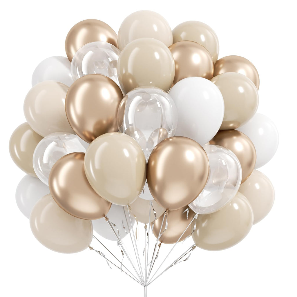 Vicduotex 60pcs 12" Beige White Gold Balloons Set — Wedding, Bridal Shower & Party Decor