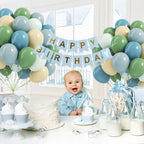 Vicduotex 60pcs Blue & Green Balloons Pack – Sage, Dusty Blue, Pastel Green, Nude for Bridal & Baby Showers