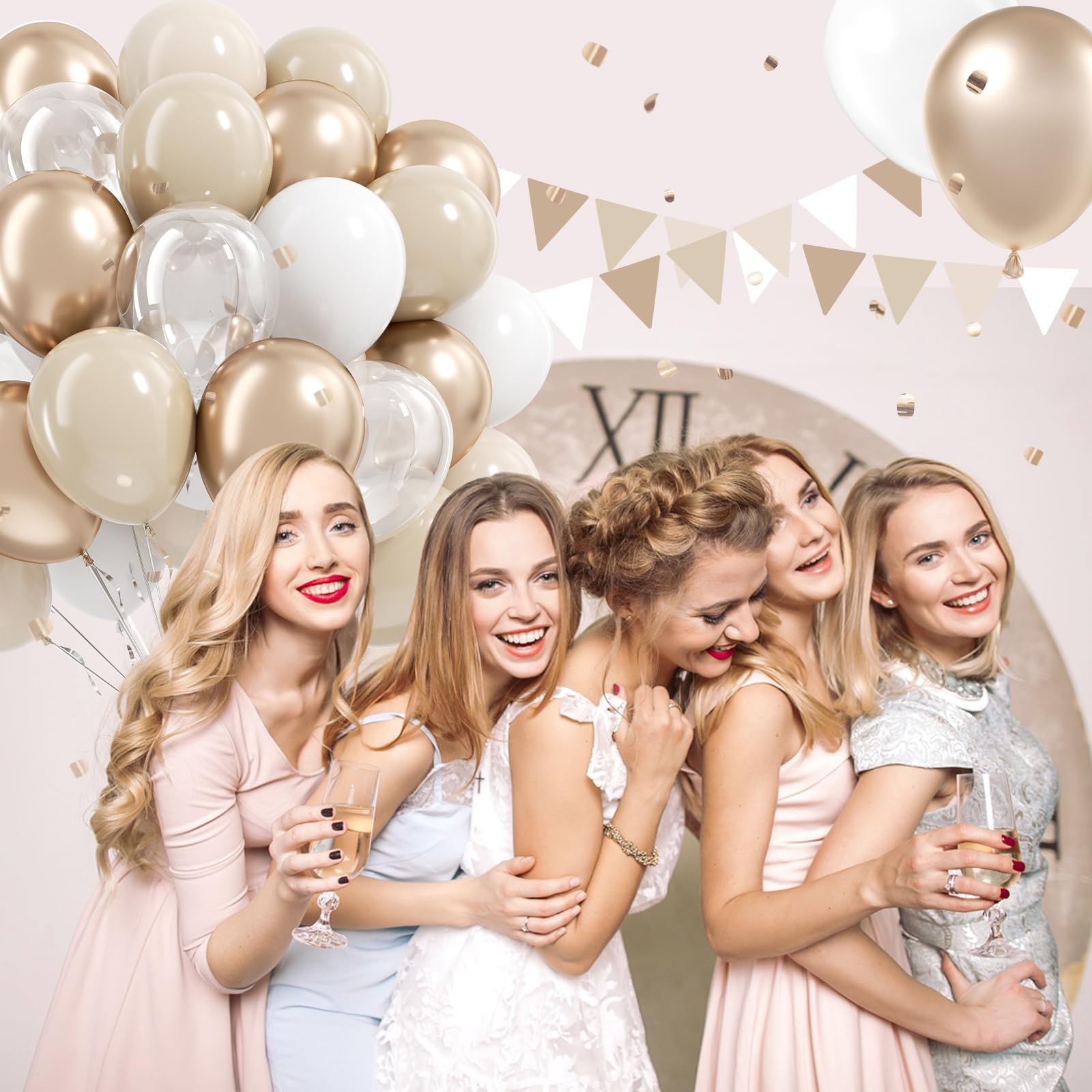Vicduotex 60pcs 12" Beige White Gold Balloons Set — Wedding, Bridal Shower & Party Decor