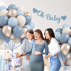 Vicduotex 60pcs Dusty Blue Balloons Kit – 12in Pastel Blue, Sand White & Gold for Weddings, Baby Showers, Gender Reveal