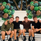 Vicduotex 60pcs 12in Camo Balloons — Forest Green, Brown & Black for Hunting, Camping & Jungle Theme Parties