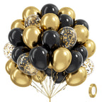 Vicduotex Black and Gold Balloons – 60pcs 12” Metallic Gold Confetti Set for Graduation, Anniversary & Birthday Parties