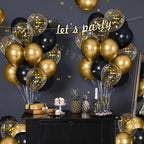 Vicduotex Black and Gold Balloons – 60pcs 12” Metallic Gold Confetti Set for Graduation, Anniversary & Birthday Parties