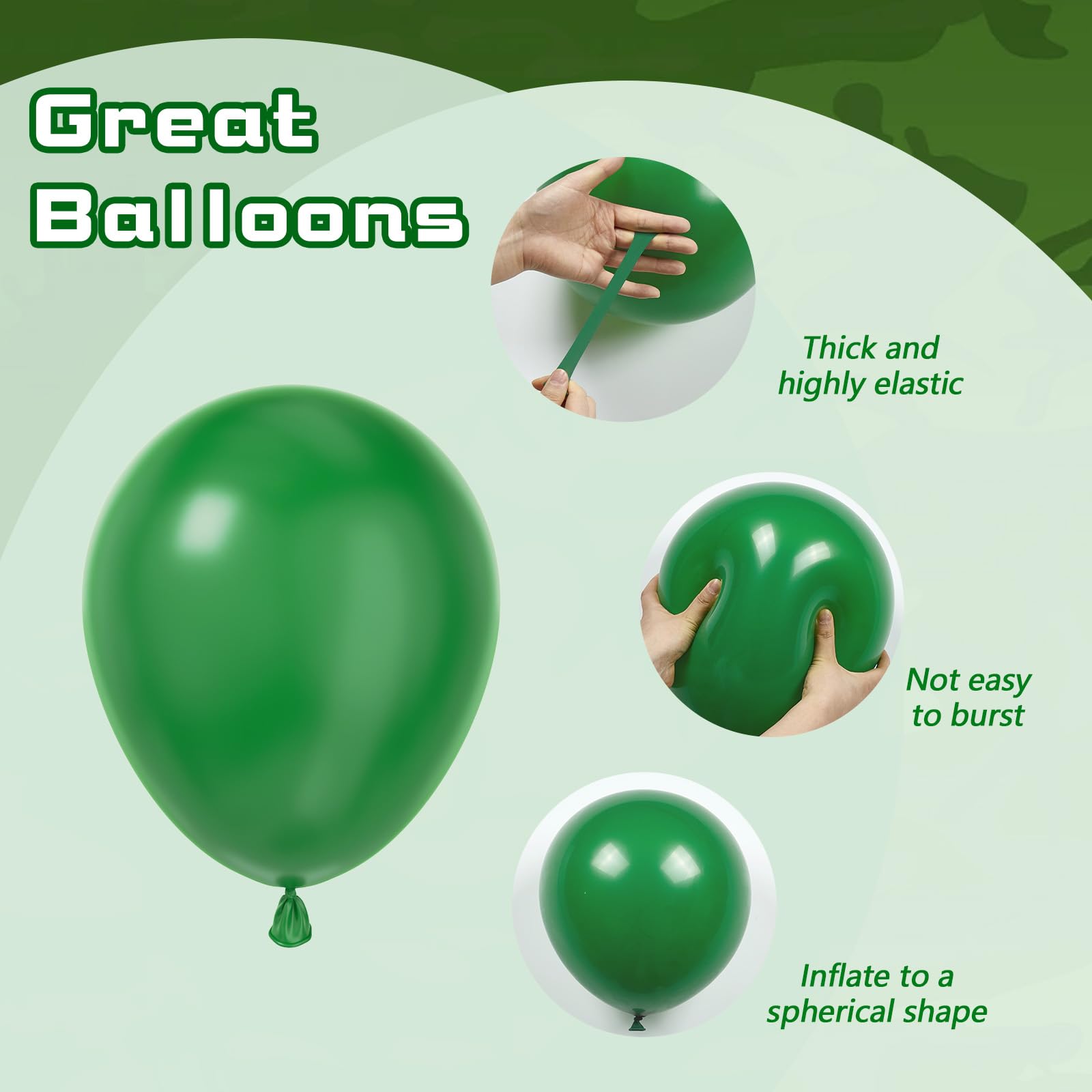 Vicduotex 60pcs 12in Camo Balloons — Forest Green, Brown & Black for Hunting, Camping & Jungle Theme Parties