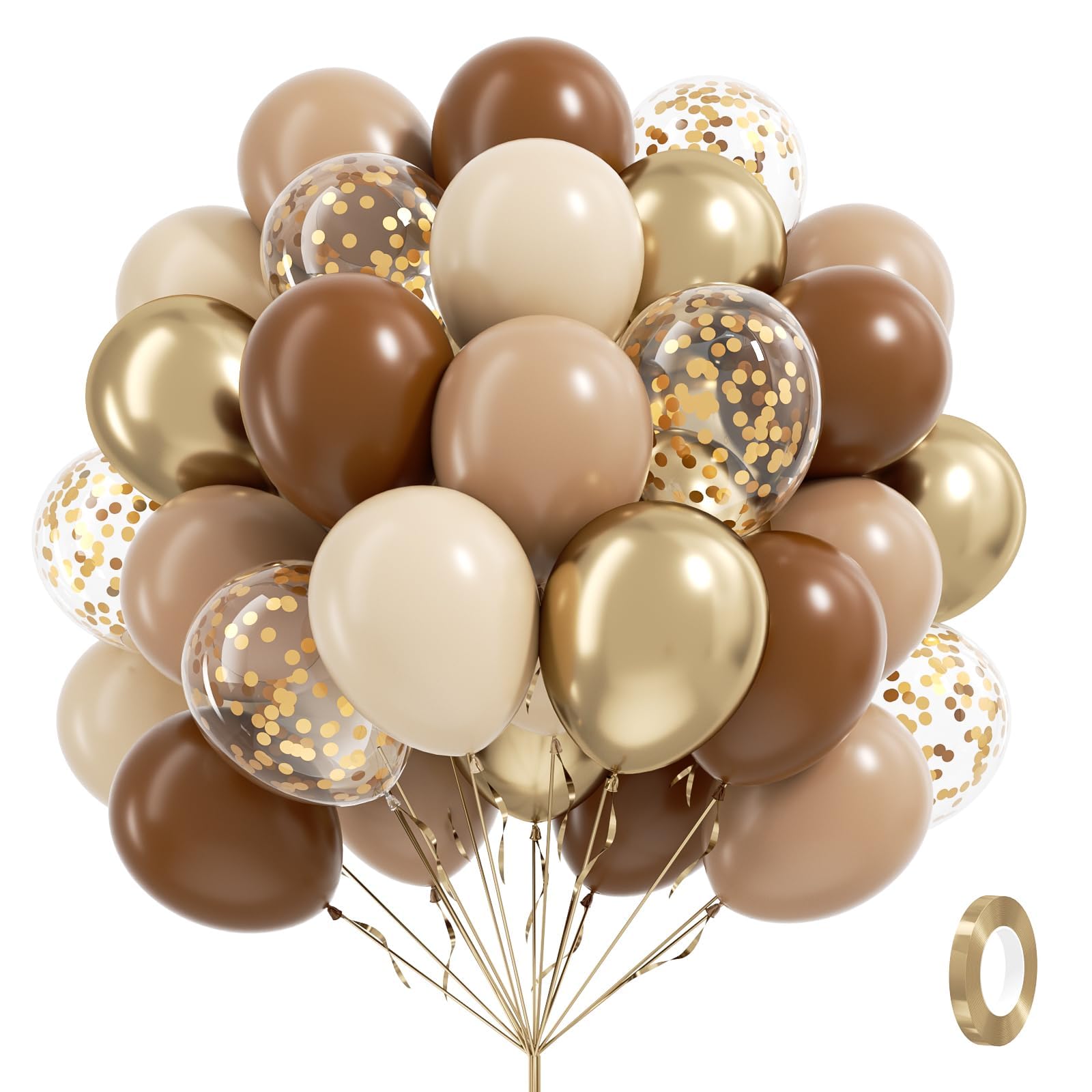Vicduotex 60pcs Brown & Gold Balloons – Neutral Bridal Shower, Baby Shower & Birthday Party Decor