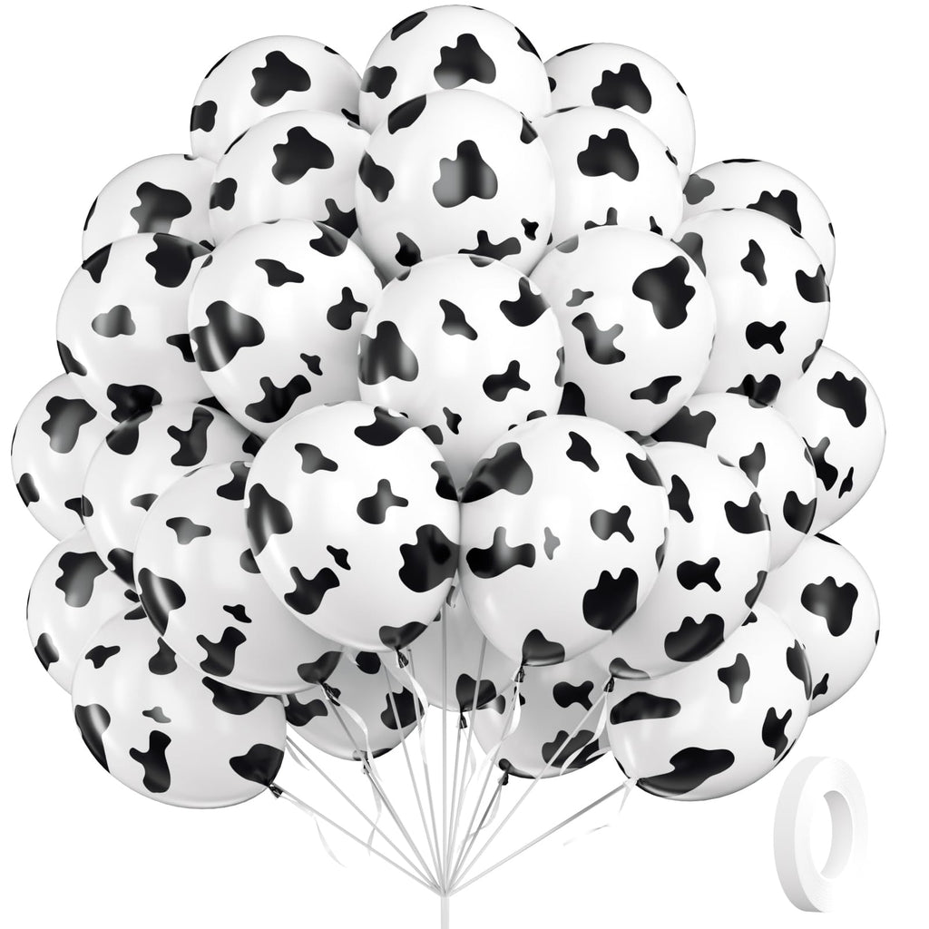 Vicduotex 60pcs Cow Print Balloons – 12in Latex Western Party Decorations