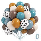 Vicduotex 60pcs Cowboy Balloons – Brown, Slate Blue, Dusty Blue, Sand White Latex Western Party Decor
