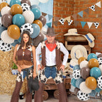 Vicduotex 60pcs Cowboy Balloons – Brown, Slate Blue, Dusty Blue, Sand White Latex Western Party Decor