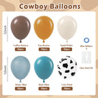 Vicduotex 60pcs Cowboy Balloons – Brown, Slate Blue, Dusty Blue, Sand White Latex Western Party Decor