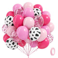 Vicduotex 60pcs Cowgirl Balloons Set — Hot Pink, Light Pink & Cow Print Confetti Latex for Farm Themed Parties