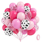 Vicduotex 60pcs Cowgirl Balloons Set — Hot Pink, Light Pink & Cow Print Confetti Latex for Farm Themed Parties