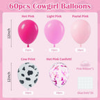 Vicduotex 60pcs Cowgirl Balloons Set — Hot Pink, Light Pink & Cow Print Confetti Latex for Farm Themed Parties