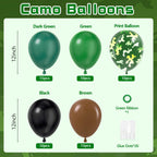 Vicduotex 60pcs 12in Camo Balloons — Forest Green, Brown & Black for Hunting, Camping & Jungle Theme Parties