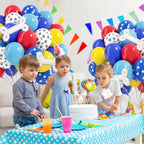 Vicduotex 60pcs 12in Dog Paw Balloons Set – Royal Blue, Light Blue, Yellow, Red for Puppy Birthday Parties