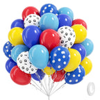 Vicduotex 60pcs 12in Dog Paw Balloons Set – Royal Blue, Light Blue, Yellow, Red for Puppy Birthday Parties