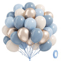 Vicduotex 60pcs Dusty Blue Balloons Kit – 12in Pastel Blue, Sand White & Gold for Weddings, Baby Showers, Gender Reveal