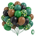 Vicduotex 60pcs 12in Camo Balloons — Forest Green, Brown & Black for Hunting, Camping & Jungle Theme Parties