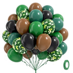 Vicduotex 60pcs 12in Camo Balloons — Forest Green, Brown & Black for Hunting, Camping & Jungle Theme Parties