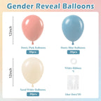Vicduotex 60pcs Gender Reveal Balloons - Dusty Pink, Dusty Blue & Sand White for Baby Shower & Party Decorations