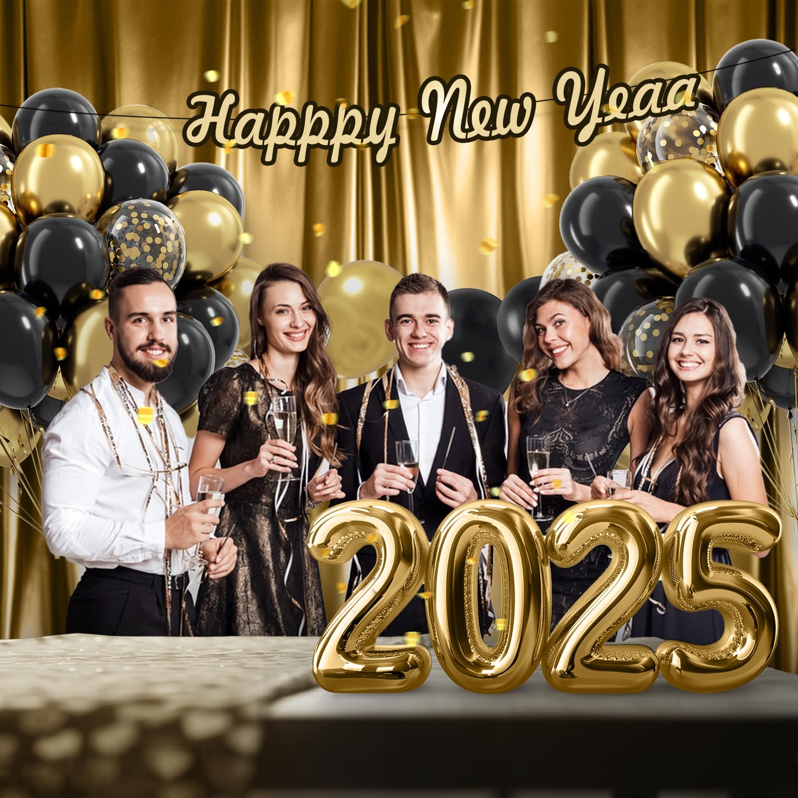 Vicduotex Black and Gold Balloons – 60pcs 12” Metallic Gold Confetti Set for Graduation, Anniversary & Birthday Parties