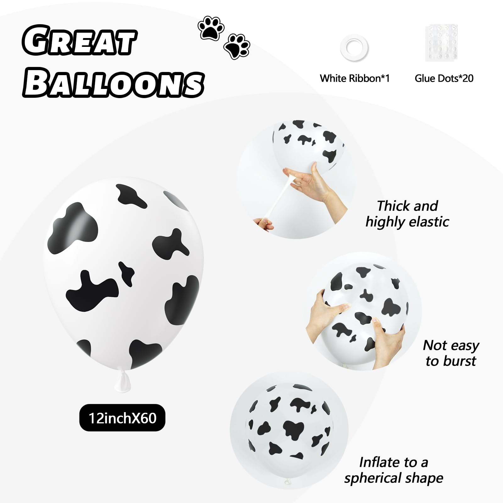 Vicduotex 60pcs Cow Print Balloons – 12in Latex Western Party Decorations