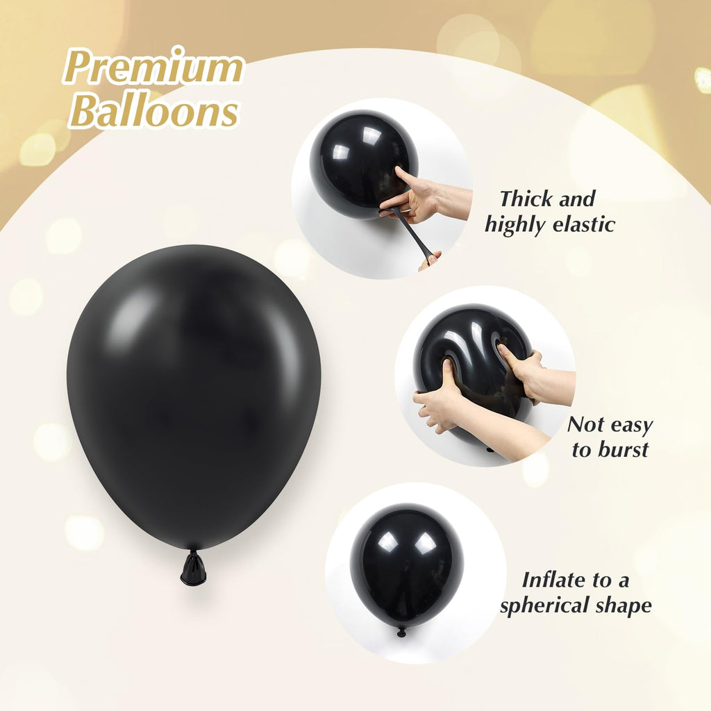 Vicduotex Black and Gold Balloons – 60pcs 12” Metallic Gold Confetti Set for Graduation, Anniversary & Birthday Parties