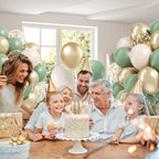 Vicduotex Sage Green & Gold Confetti Balloons Kit – 60pcs 12-inch for Boho Weddings & Parties