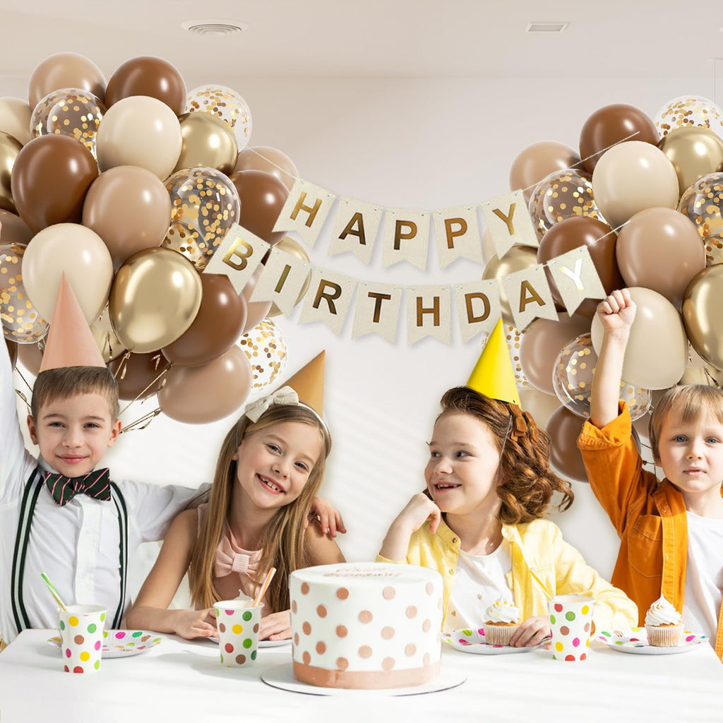 Vicduotex 60pcs Brown & Gold Balloons – Neutral Bridal Shower, Baby Shower & Birthday Party Decor
