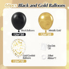 Vicduotex Black and Gold Balloons – 60pcs 12” Metallic Gold Confetti Set for Graduation, Anniversary & Birthday Parties
