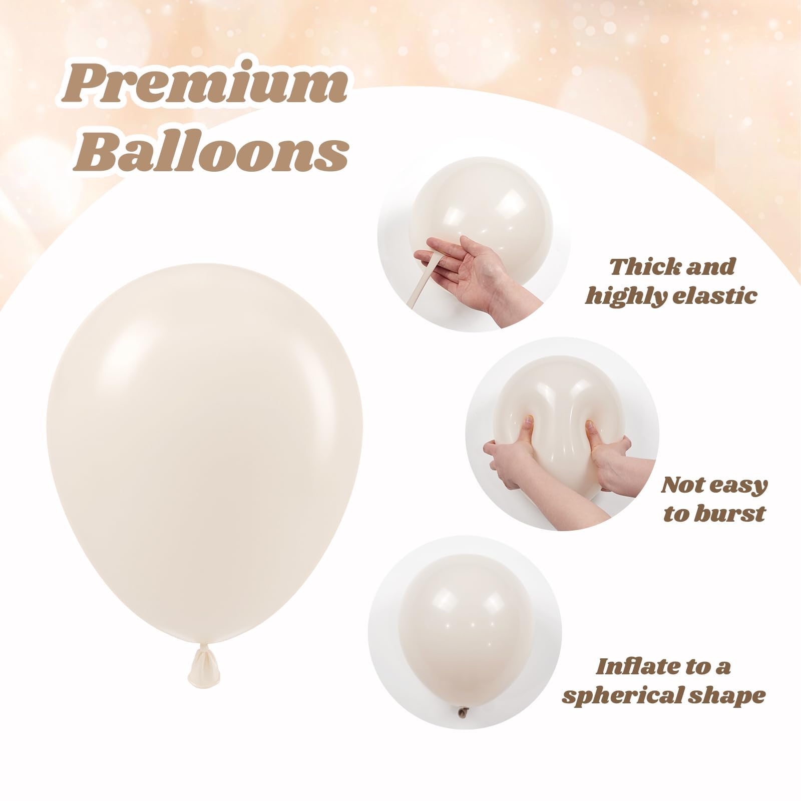 Vicduotex 60pcs 12" Beige White Gold Balloons Set — Wedding, Bridal Shower & Party Decor