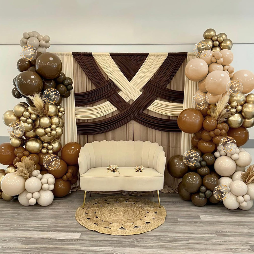 Vicduotex 60pcs Brown & Gold Balloons – Neutral Bridal Shower, Baby Shower & Birthday Party Decor
