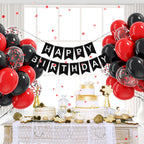 Vicduotex Red & Black Confetti Balloons – 60pcs, 12in for Graduation, Wedding, New Year