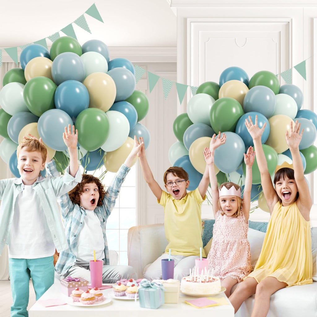 Vicduotex 60pcs Blue & Green Balloons Pack – Sage, Dusty Blue, Pastel Green, Nude for Bridal & Baby Showers