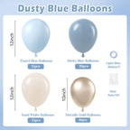 Vicduotex 60pcs Dusty Blue Balloons Kit – 12in Pastel Blue, Sand White & Gold for Weddings, Baby Showers, Gender Reveal