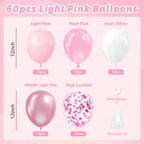 Vicduotex Light Pink & White Balloons Kit — 60pcs, 12in, for Weddings & Baby Showers