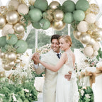 Vicduotex Sage Green & Gold Confetti Balloons Kit – 60pcs 12-inch for Boho Weddings & Parties