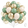Vicduotex Sage Green & Gold Confetti Balloons Kit – 60pcs 12-inch for Boho Weddings & Parties