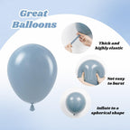 Vicduotex 60pcs Dusty Blue Balloons Kit – 12in Pastel Blue, Sand White & Gold for Weddings, Baby Showers, Gender Reveal