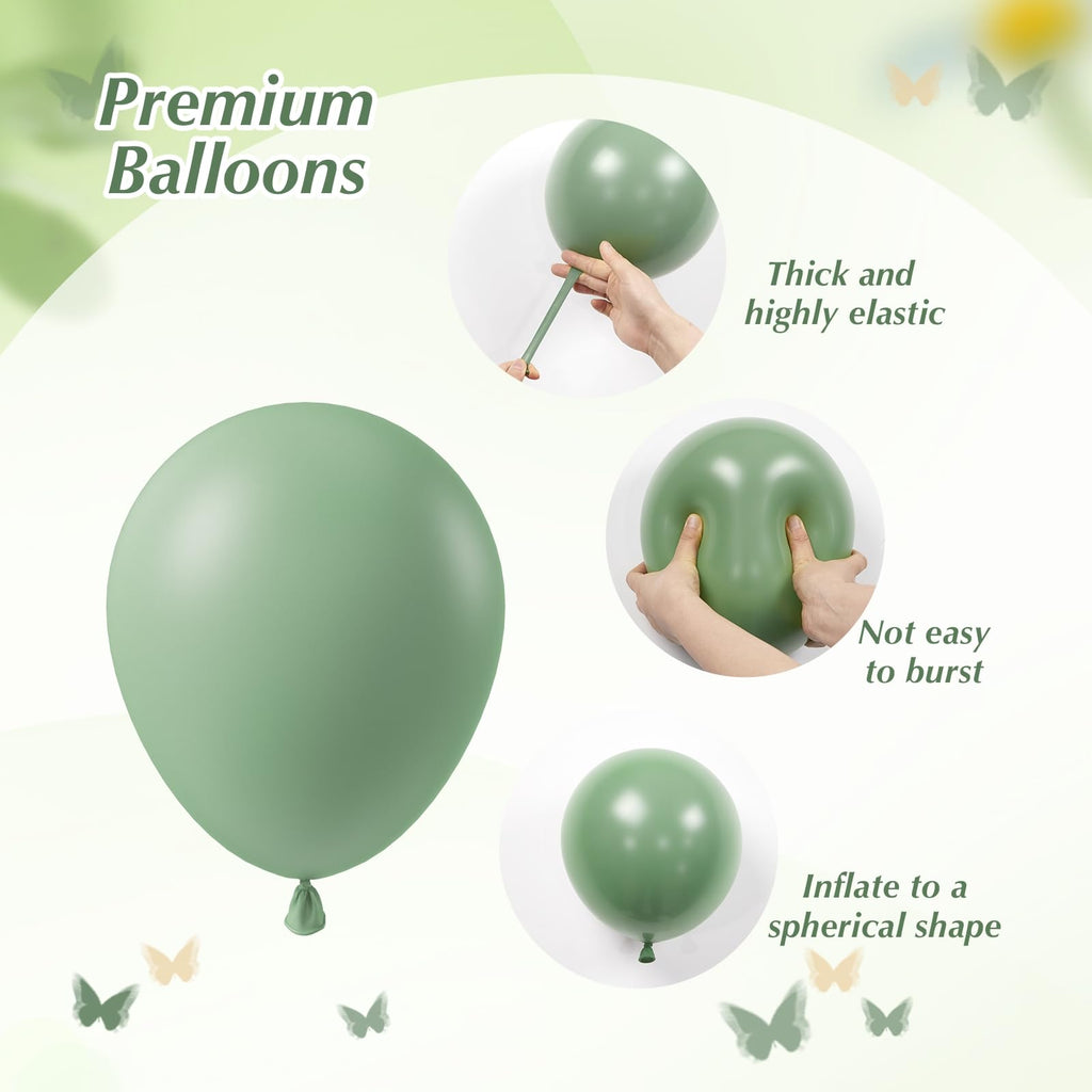 Vicduotex Sage Green & Gold Confetti Balloons Kit – 60pcs 12-inch for Boho Weddings & Parties