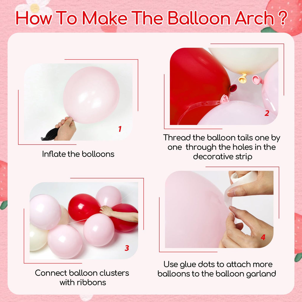 Vicduotex Strawberry Birthday Decorations — Pink Fringe Curtain, Banner & Balloons