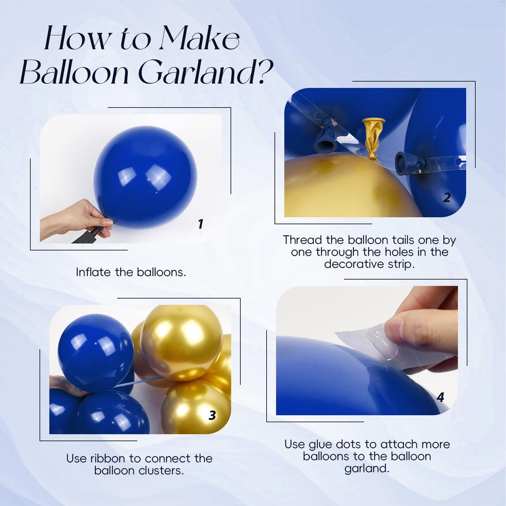 Vicduotex Blue & Gold Birthday Decorations Kit – Balloons, Banner, Backdrop