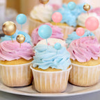 Vicenpal 82-Piece Gender Reveal Cake Topper Set – Pink Blue Bears, Balloons & Stars for Baby Shower