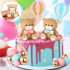 Vicenpal 82-Piece Gender Reveal Cake Topper Set – Pink Blue Bears, Balloons & Stars for Baby Shower