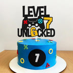 Vikiwiin Level 8th Unlocked Cake Topper – Game Controller Theme for 8th Birthday